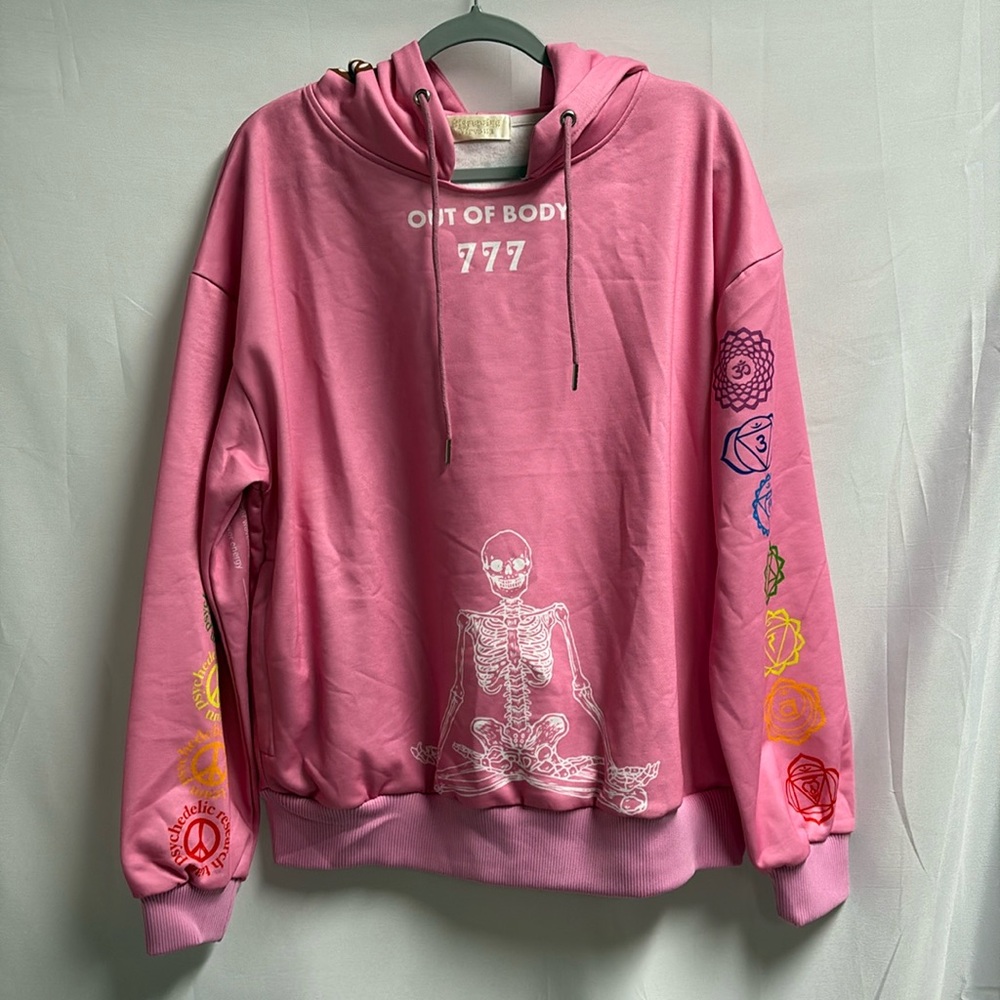DISRUPTING NIRVANA Out of Body Researcher Hoodie Pink Multi Size Medium RARE!